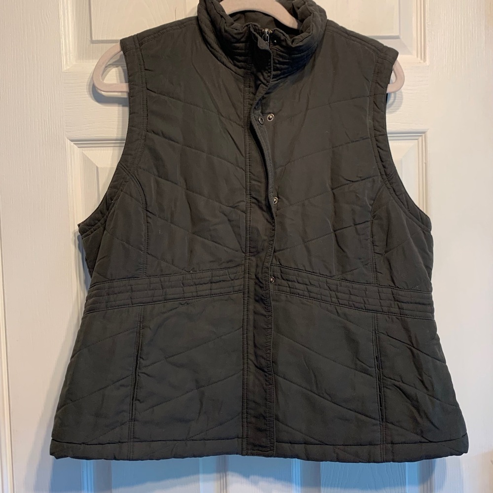 Sonoma Puffer Vest XL Brown Quilted Flannel Lined Mock Neck Zip Front Gorpcore